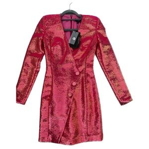 Nadine Merabi Blazer Sequence Pink Dress